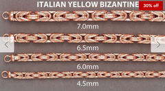 14K Rose Gold Solid Byzantine Chain with White Diamond Cuts 20 Inches