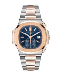 Patek Philippe Nautilus 5980/1AR-001, Stainless Steel & 18K Rose Gold, Blue Dial, 40 mm